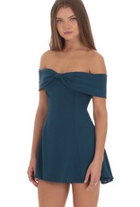 Lucy In The Sky Front Bow Off Shoulder Mini Dress