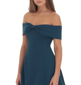 Lucy In The Sky Front Bow Off Shoulder Mini Dress