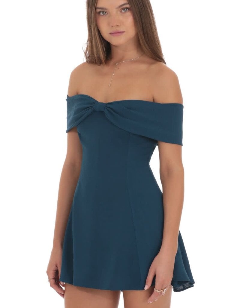 Lucy In The Sky Front Bow Off Shoulder Mini Dress