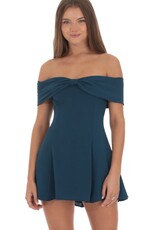 Lucy In The Sky Front Bow Off Shoulder Mini Dress