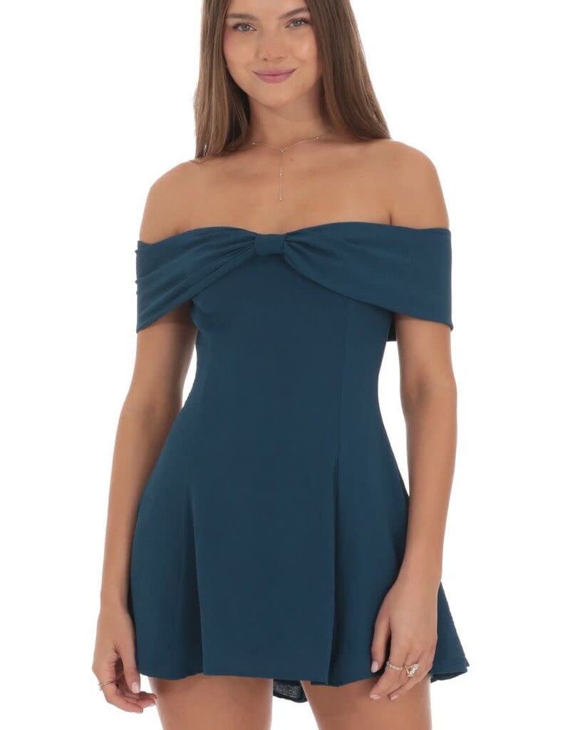 Lucy In The Sky Front Bow Off Shoulder Mini Dress