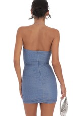 Lucy In The Sky Pleated Shimmer Mini Ruched Strapless Dress