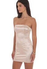 Lucy In The Sky Satin Strapless Bodycon Mini Dress