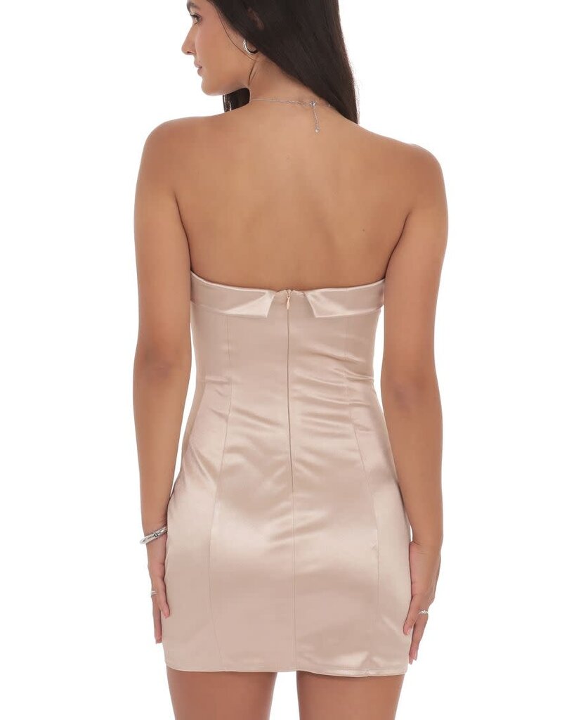 Lucy In The Sky Satin Strapless Bodycon Mini Dress
