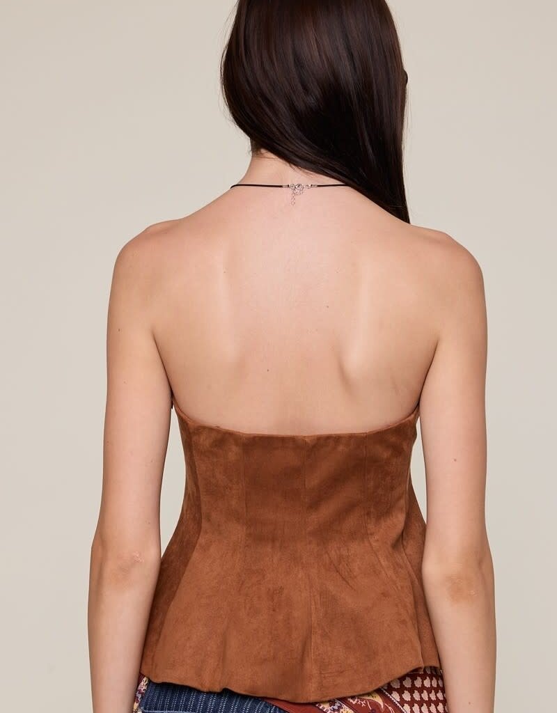 Claudia Faux Suede Strapless Top