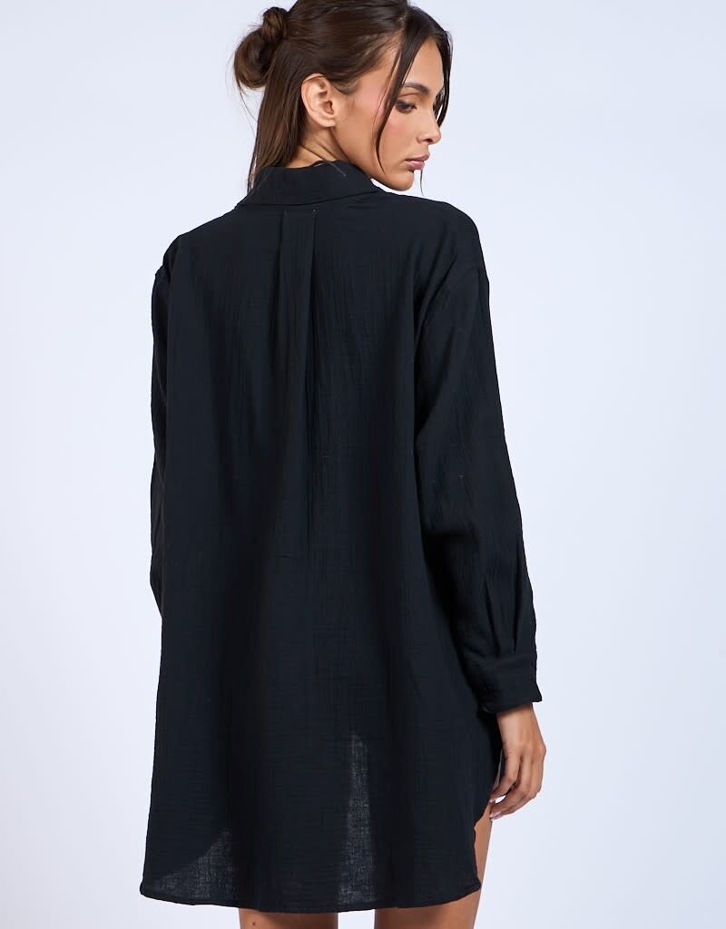 Oversized Collar Shirt Beach Coverup