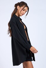 Oversized Collar Shirt Beach Coverup