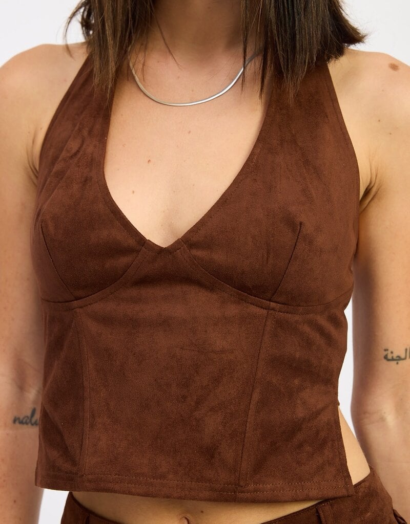 Faux Suede Halter Top