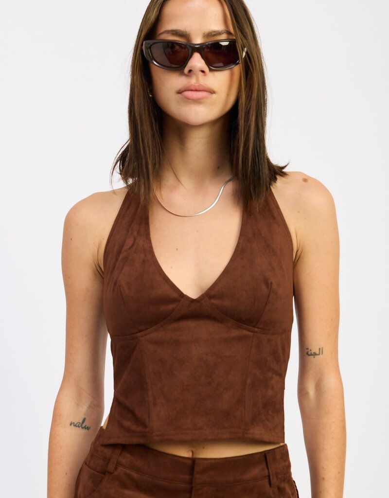 Faux Suede Halter Top