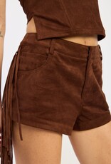 Faux Suede Fringe Side Shorts