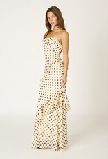 Polka Dot Chiffon Ruffle Strapless Maxi Dress