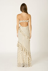 Polka Dot Chiffon Ruffle Strapless Maxi Dress