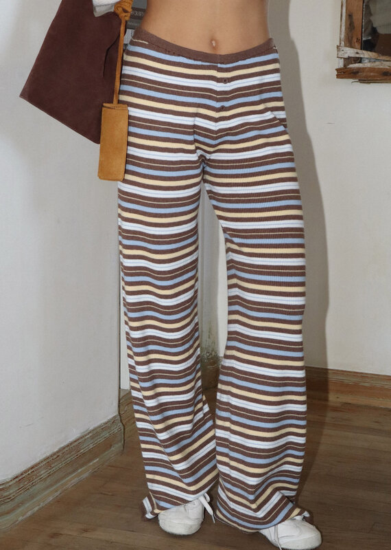 Striped Knit Flare Pants