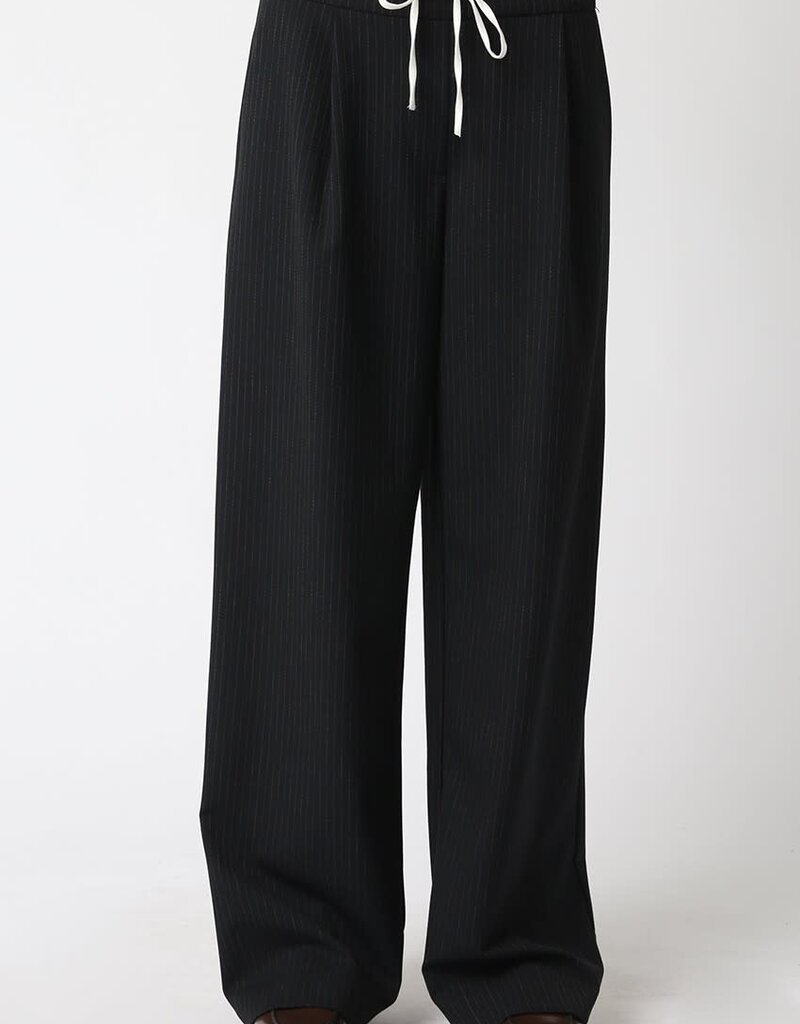 Pinstripe Satin Contrast Waistband Pant