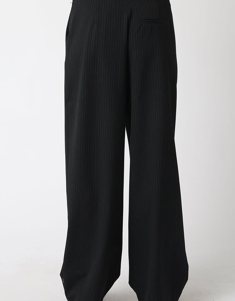 Pinstripe Satin Contrast Waistband Pant