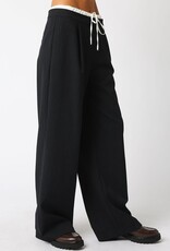 Pinstripe Satin Contrast Waistband Pant