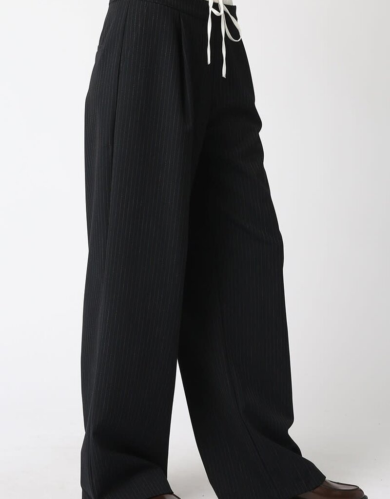 Pinstripe Satin Contrast Waistband Pant