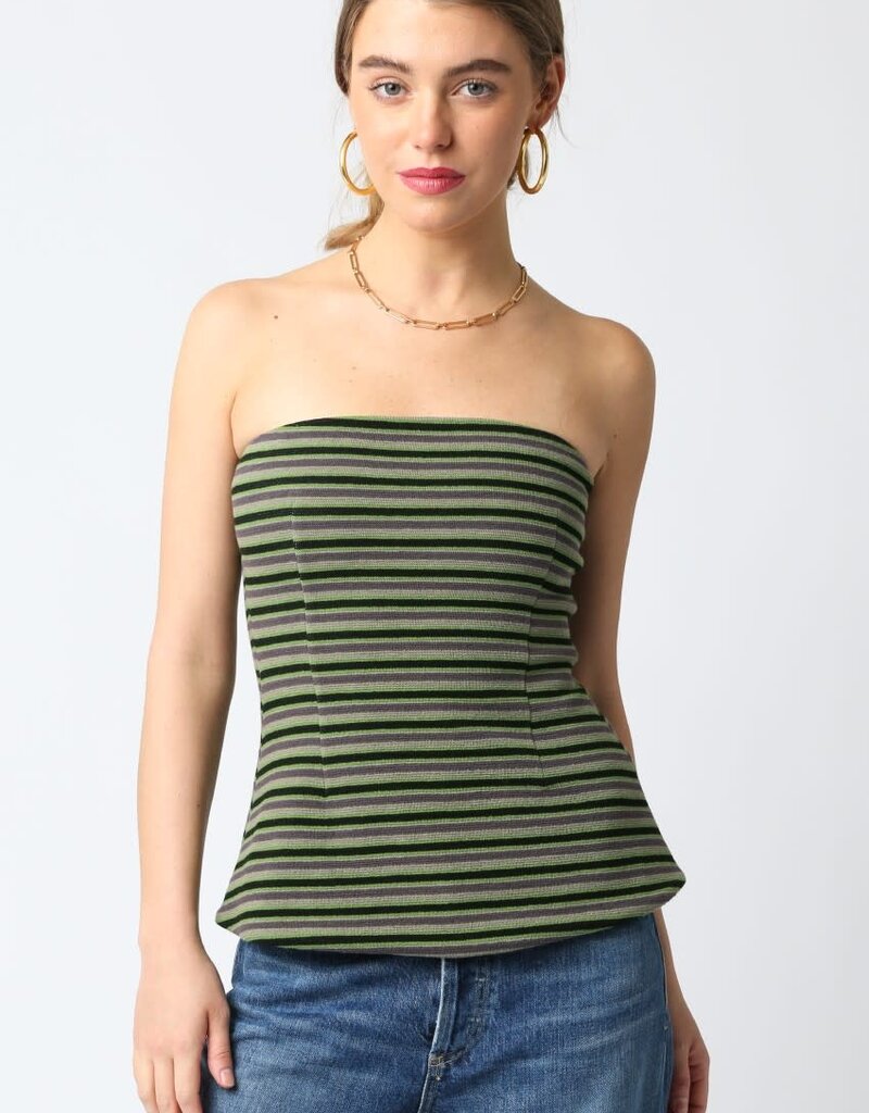 Striped A Line Strapless Top