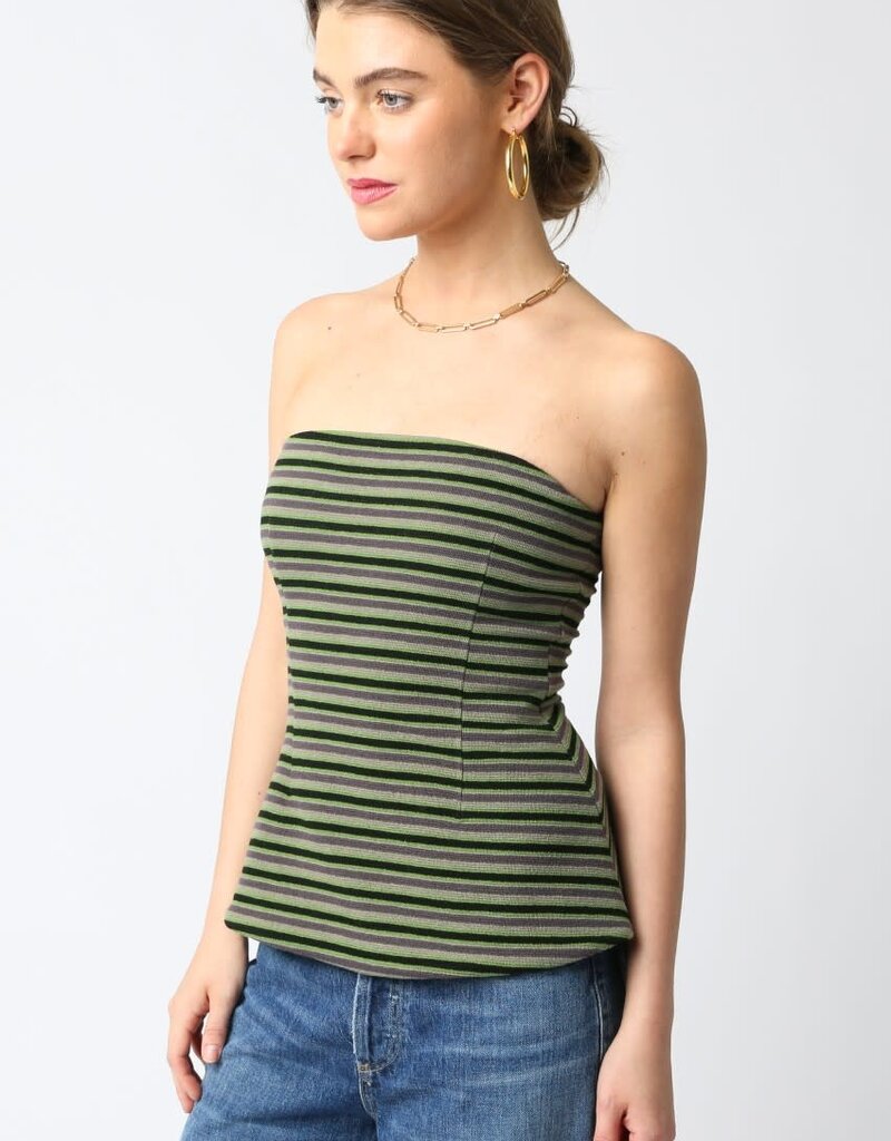 Striped A Line Strapless Top