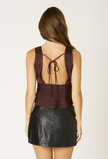 Satin V Neck Tiered Hem Top