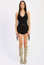 Faux Suede Halter Top