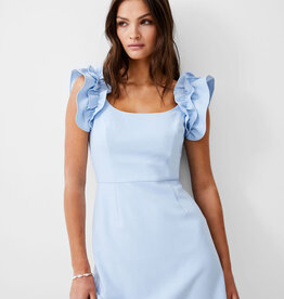 Whisper Sleeveless Ruffle Shoulder Dress
