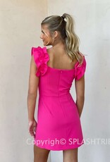 Whisper Sleeveless Ruffle Shoulder Dress