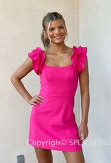 Whisper Sleeveless Ruffle Shoulder Dress