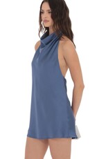 Lucy In The Sky Satin Halter Open Back Mini Dress