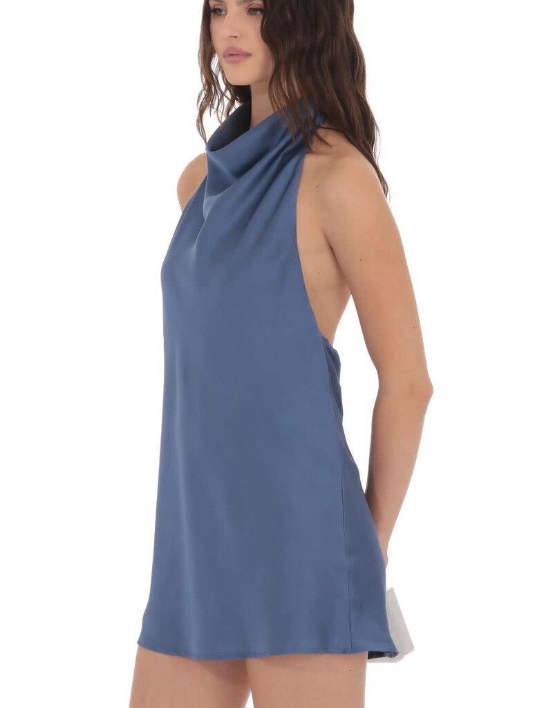 Lucy In The Sky Satin Halter Open Back Mini Dress