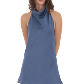Lucy In The Sky Satin Halter Open Back Mini Dress