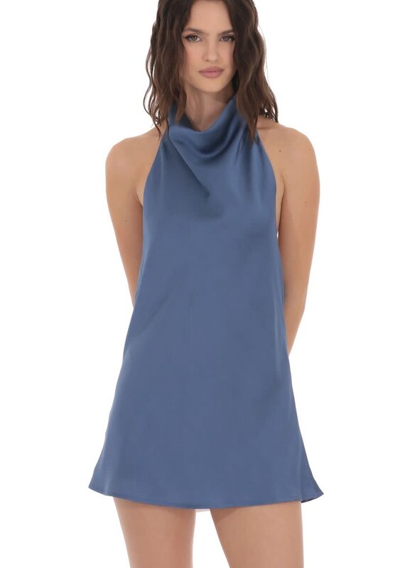 Lucy In The Sky Satin Halter Open Back Mini Dress