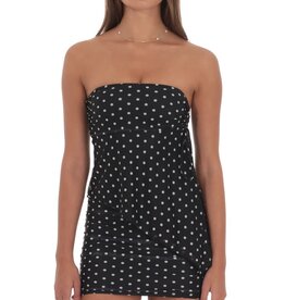 Lucy In The Sky Polka Dot Mesh Strapless Two Piece Mini Skirt Set