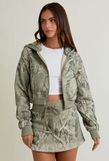 Tree Camo Crop Hoodie Jacket