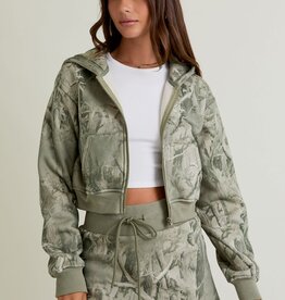 Tree Camo Crop Hoodie Jacket
