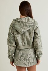 Tree Camo Crop Hoodie Jacket