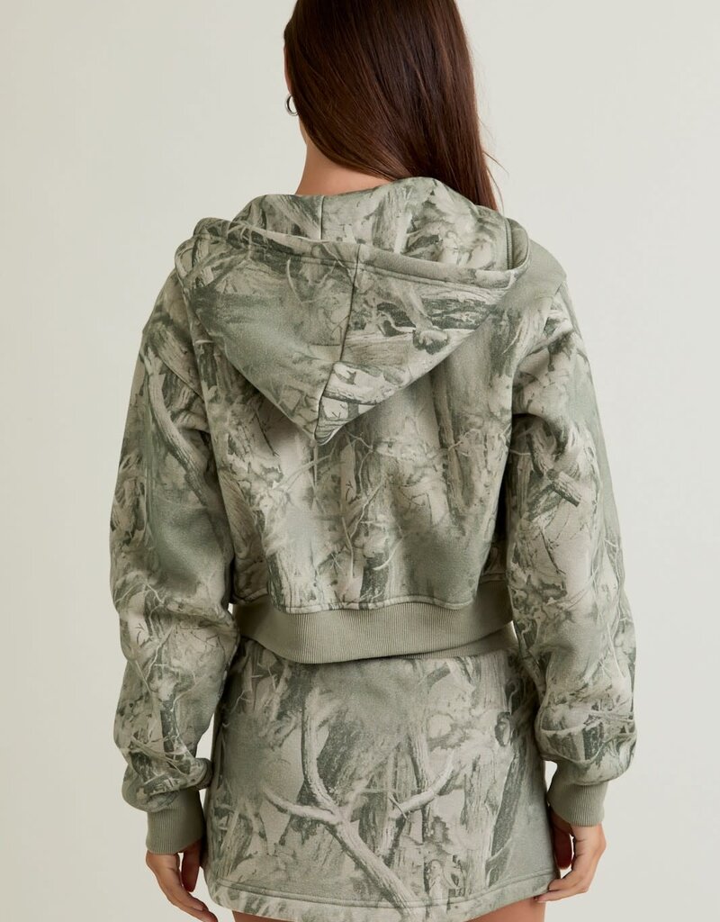 Tree Camo Crop Hoodie Jacket