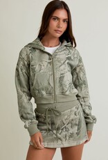 Tree Camo Crop Hoodie Jacket