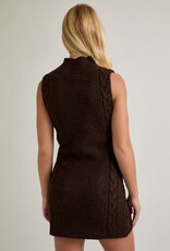 Sleeveless Mock Neck Cable Sweater Mini Dress