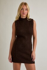 Sleeveless Mock Neck Cable Sweater Mini Dress