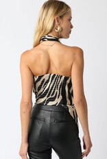 Aubrey Zebra Asymmetrical Halter Top