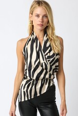 Aubrey Zebra Asymmetrical Halter Top