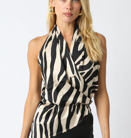 Aubrey Zebra Asymmetrical Halter Top