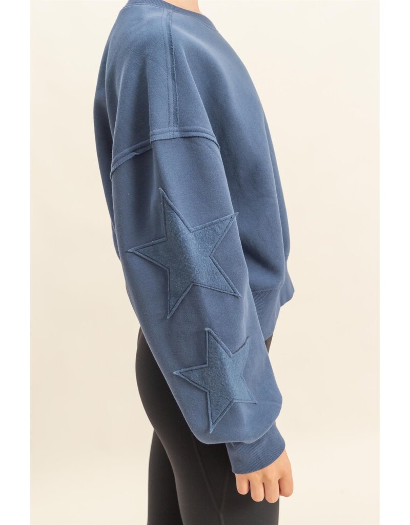 Star Patch Fleece Crewneck Sweatshirt