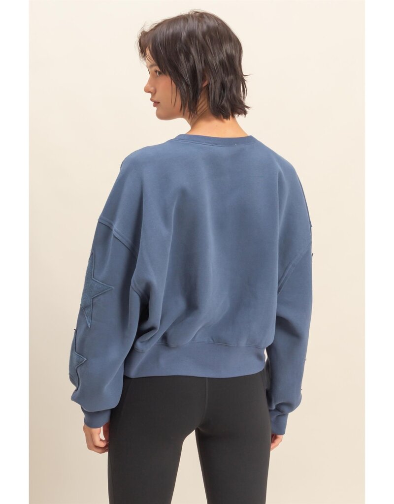 Star Patch Fleece Crewneck Sweatshirt