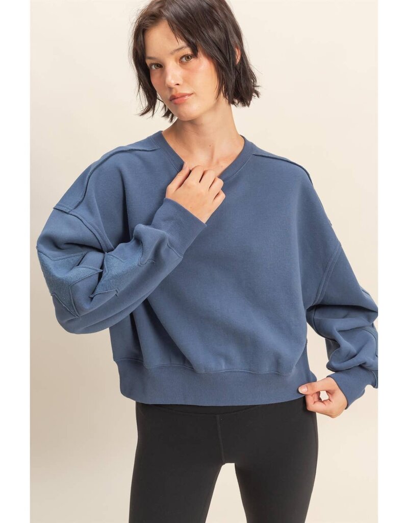 Star Patch Fleece Crewneck Sweatshirt