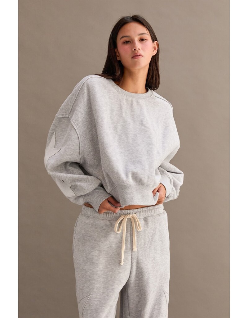 Star Patch Fleece Crewneck Sweatshirt