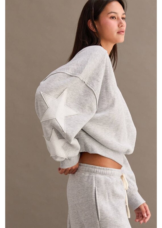 Star Patch Fleece Crewneck Sweatshirt