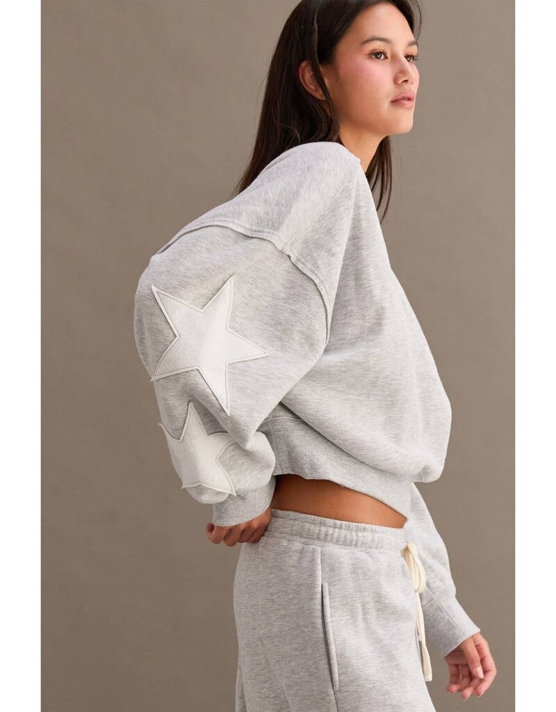 Star Patch Fleece Crewneck Sweatshirt