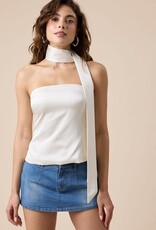 Satin Tube Top With Attached Neck Scarf